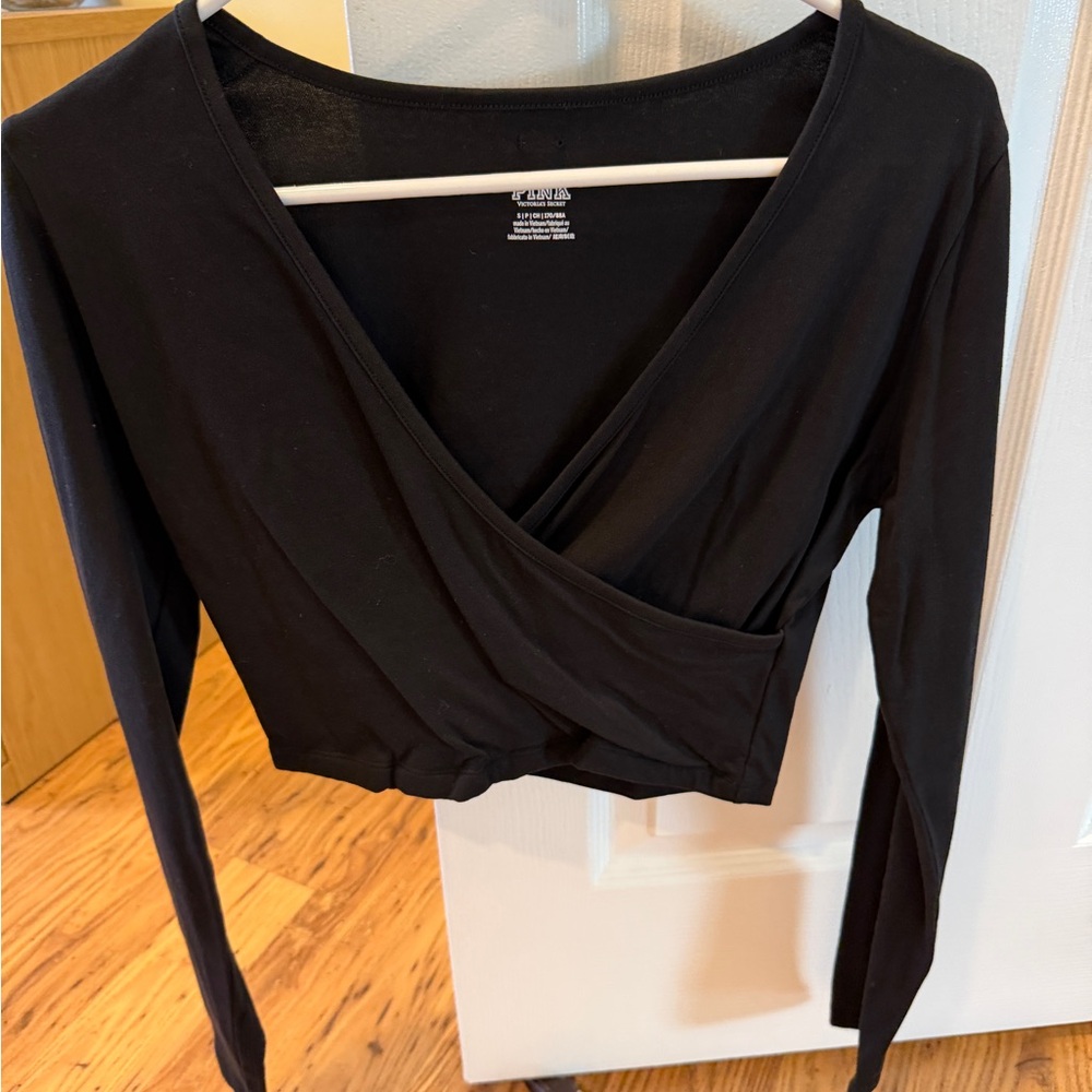 PINK Victoria's Secret Black Wrap Crop Top